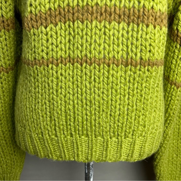 Paloma Wool Alpaca Blend Sweater Trance Green Brown Striped Chunky Pullover - Picture 7 of 10
